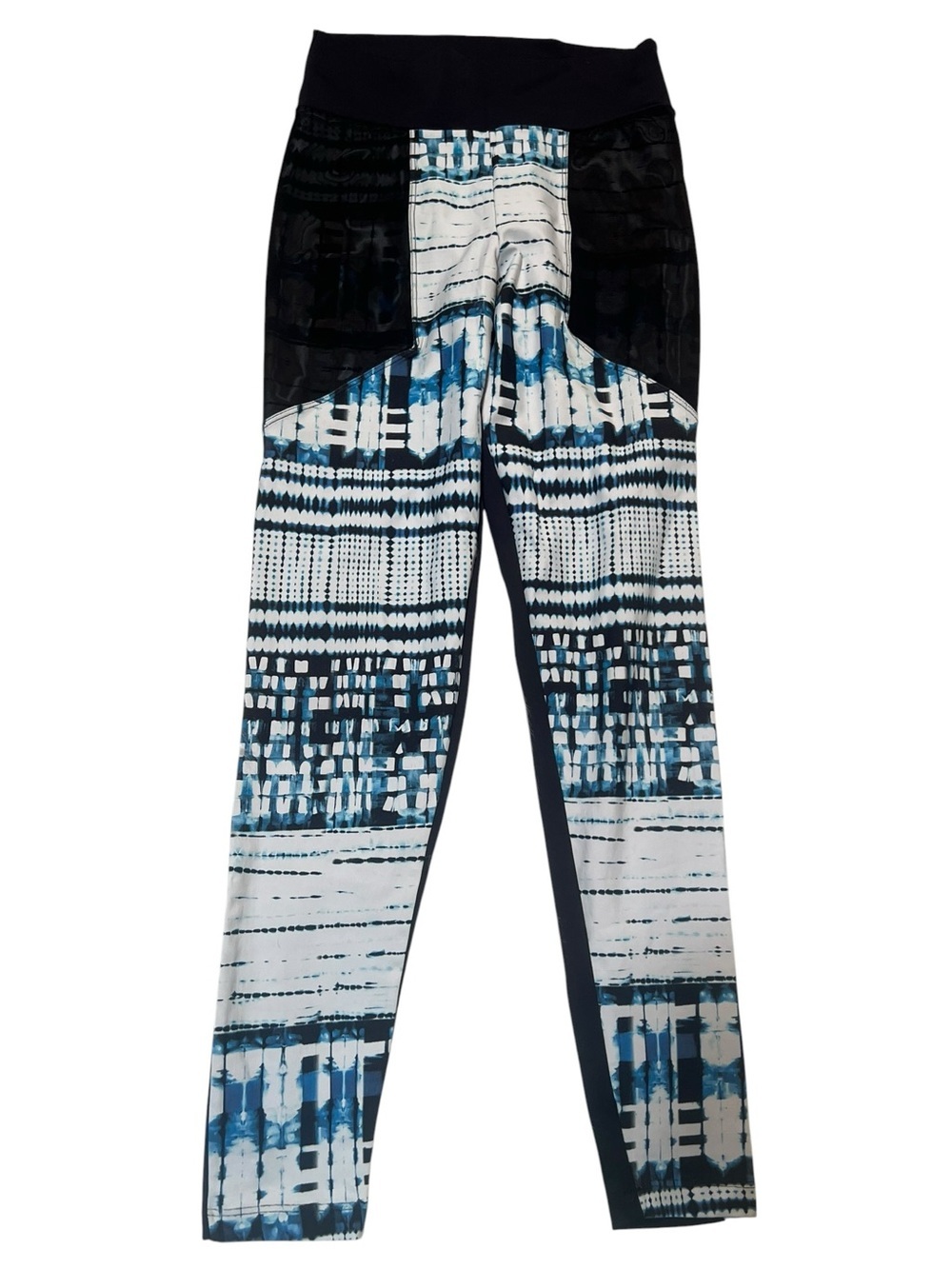 Liquido Girls Size Large Leggings White Navy Blue Black Geometric Mesh Pockets